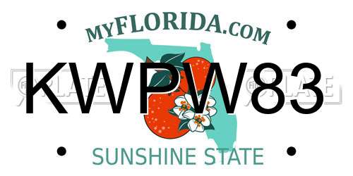 KWPW83 Florida License Plate