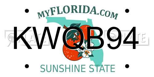 KWQB94 Florida License Plate