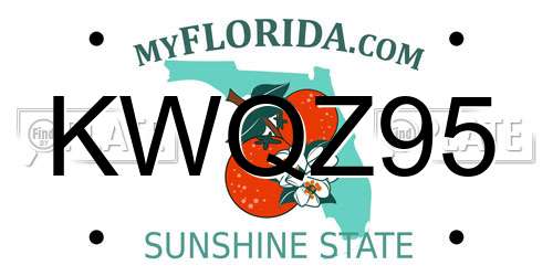 KWQZ95 Florida License Plate