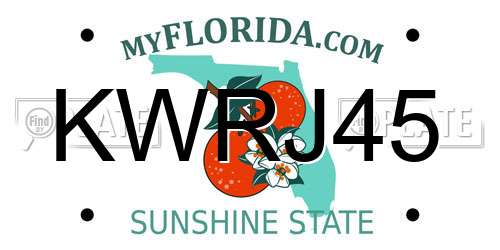 KWRJ45 Florida License Plate