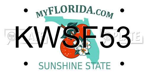 KWSF53 Florida License Plate