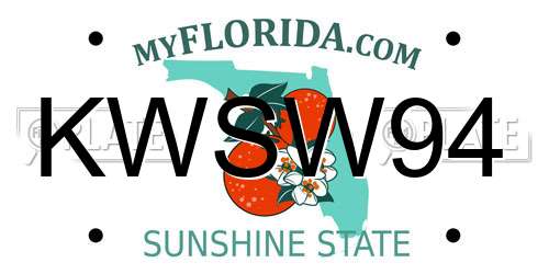 KWSW94 Florida License Plate