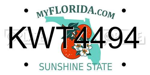 KWT4494 Florida License Plate