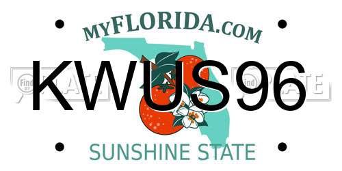 KWUS96 Florida License Plate
