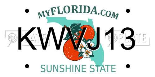 KWVJ13 Florida License Plate