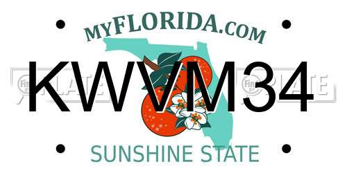 KWVM34 Florida License Plate