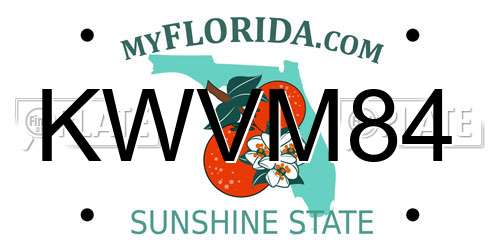 KWVM84 Florida License Plate