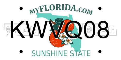 KWVQ08 Florida License Plate