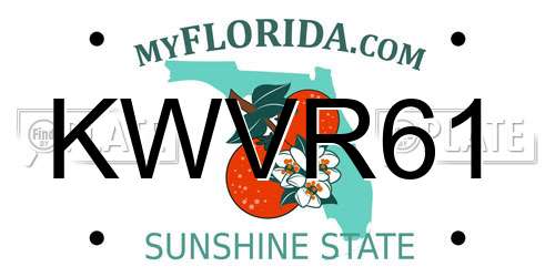 KWVR61 Florida License Plate