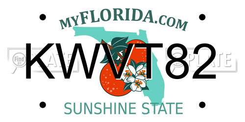 KWVT82 Florida License Plate