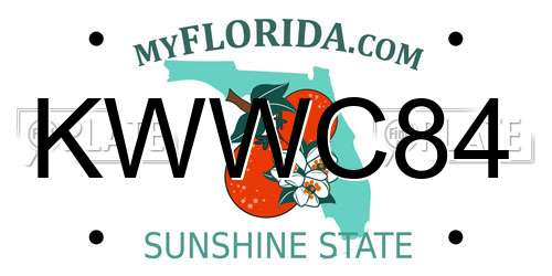 KWWC84 Florida License Plate