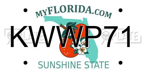 KWWP71 Florida License Plate