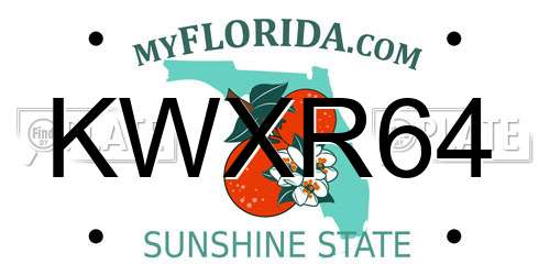 KWXR64 Florida License Plate