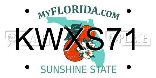 KWXS71 Florida License Plate