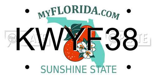 KWYF38 Florida License Plate