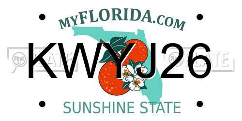 KWYJ26 Florida License Plate