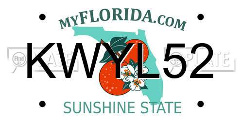 KWYL52 Florida License Plate