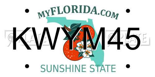 KWYM45 Florida License Plate