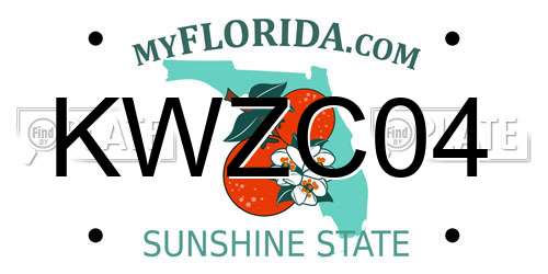 KWZC04 Florida License Plate