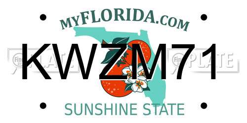 KWZM71 Florida License Plate