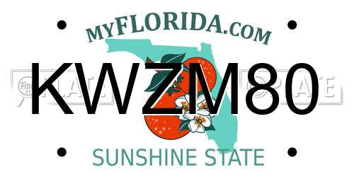 KWZM80 Florida License Plate