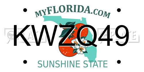 KWZQ49 Florida License Plate