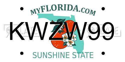 KWZW99 Florida License Plate