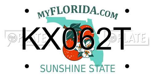 KX062T Florida License Plate