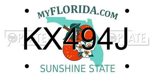 KX494J Florida License Plate