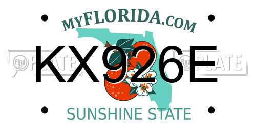 KX926E Florida License Plate