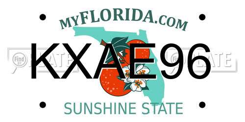 KXAE96 Florida License Plate