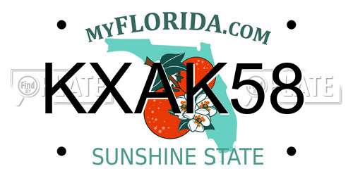 KXAK58 Florida License Plate