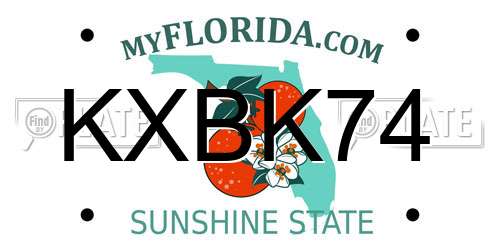 KXBK74 Florida License Plate