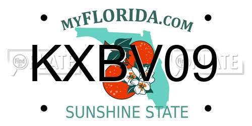 KXBV09 Florida License Plate