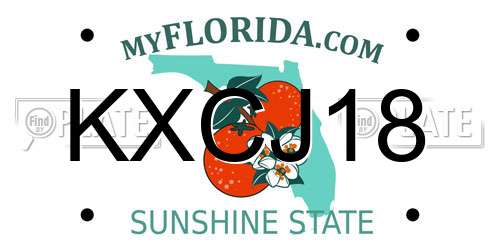 KXCJ18 Florida License Plate