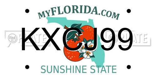 KXCJ99 Florida License Plate