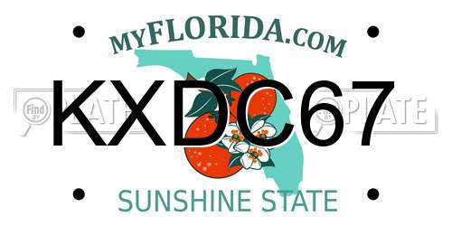KXDC67 Florida License Plate