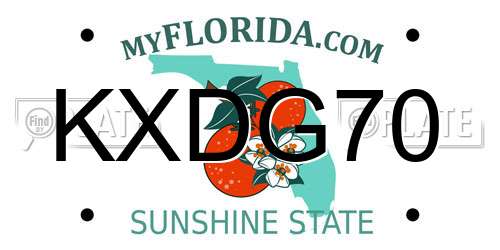 KXDG70 Florida License Plate