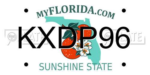 KXDP96 Florida License Plate