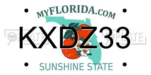 KXDZ33 Florida License Plate