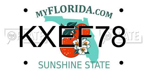 KXEF78 Florida License Plate