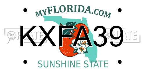 KXFA39 Florida License Plate