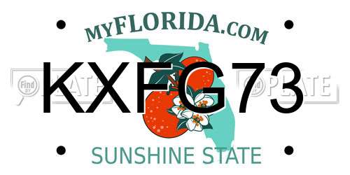 KXFG73 Florida License Plate