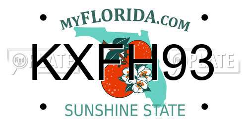 KXFH93 Florida License Plate