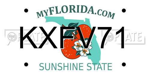 KXFV71 Florida License Plate