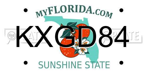 KXGD84 Florida License Plate