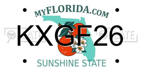 KXGF26 Florida License Plate