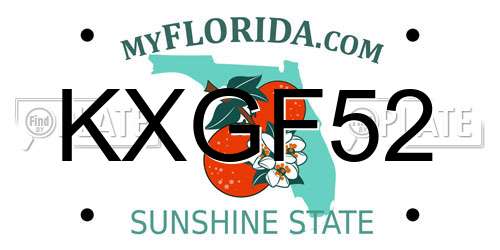 KXGF52 Florida License Plate