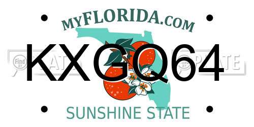 KXGQ64 Florida License Plate