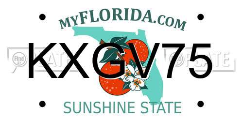 KXGV75 Florida License Plate